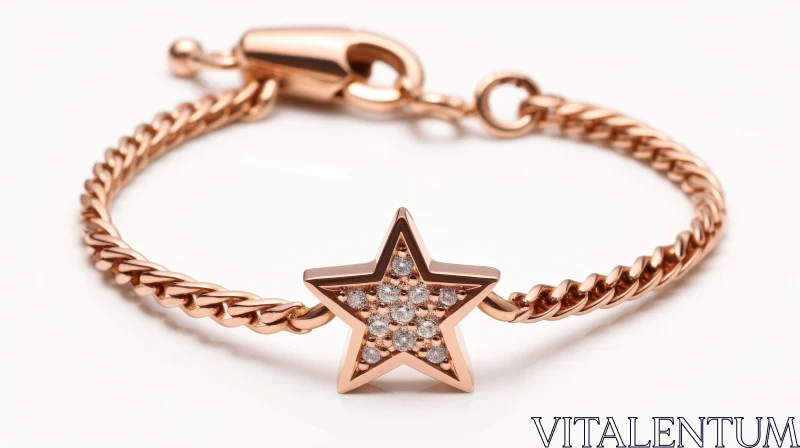 Rose Gold Star Ring with Diamonds - 14k Gold Jewelry AI Image