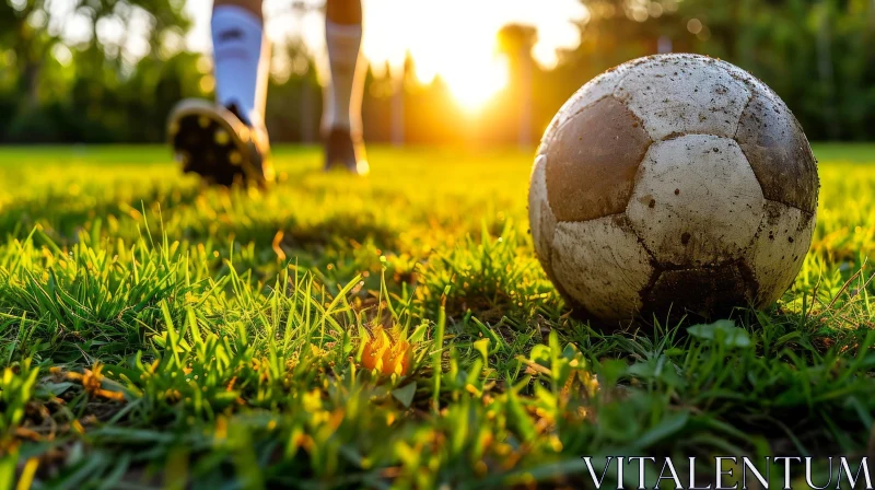 Serenity of Nature: A Captivating Soccer Ball on Grass AI Image