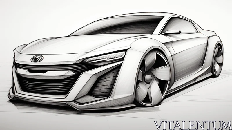 Unique Car Sketch Design with Soft-Focus Technique and Contrasting Balance AI Image