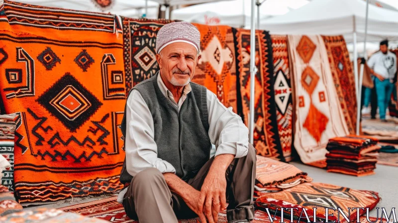 Captivating Portrait of an Elderly Man in a Turkish Bazaar AI Image