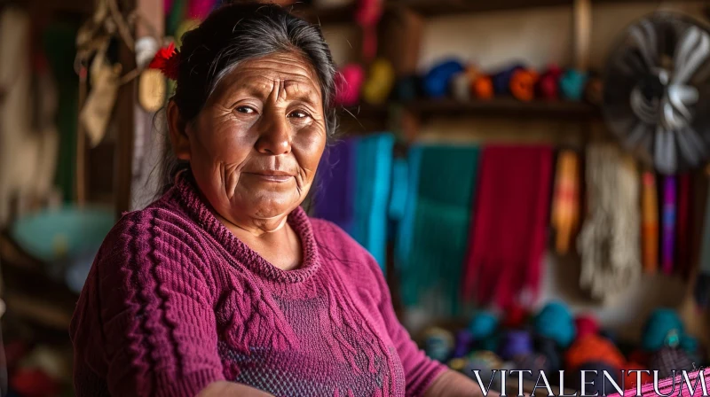 Captivating Portrait of an Elderly Native American Woman AI Image