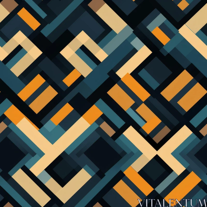 Dark Blue Geometric Pattern with Rectangles and Squares AI Image
