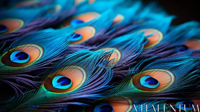 AI ART Exquisite Peacock Feathers Close-Up