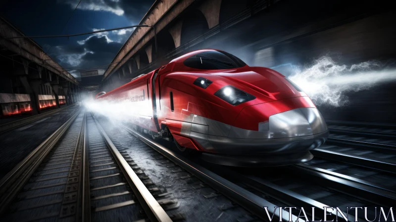 High-Speed Train in Dark Tunnel | Motion and Energy AI Image