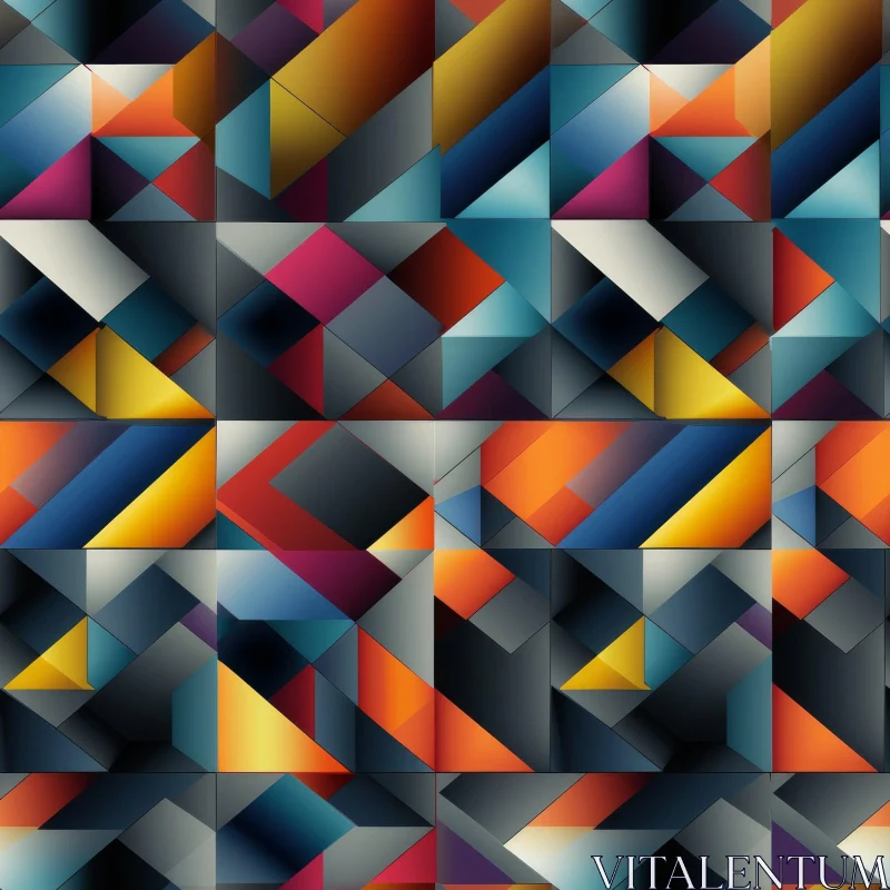 Intricate Geometric Pattern in Blue, Orange, Yellow, Pink, and Gray AI Image