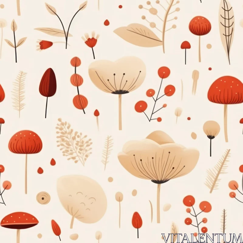 Whimsical Hand-Drawn Floral Pattern AI Image