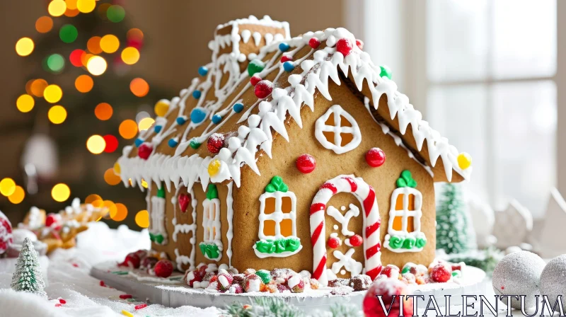 Charming Gingerbread House Decoration for Christmas AI Image