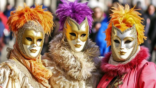 Elegant Women in Venetian Masks: A Captivating Image