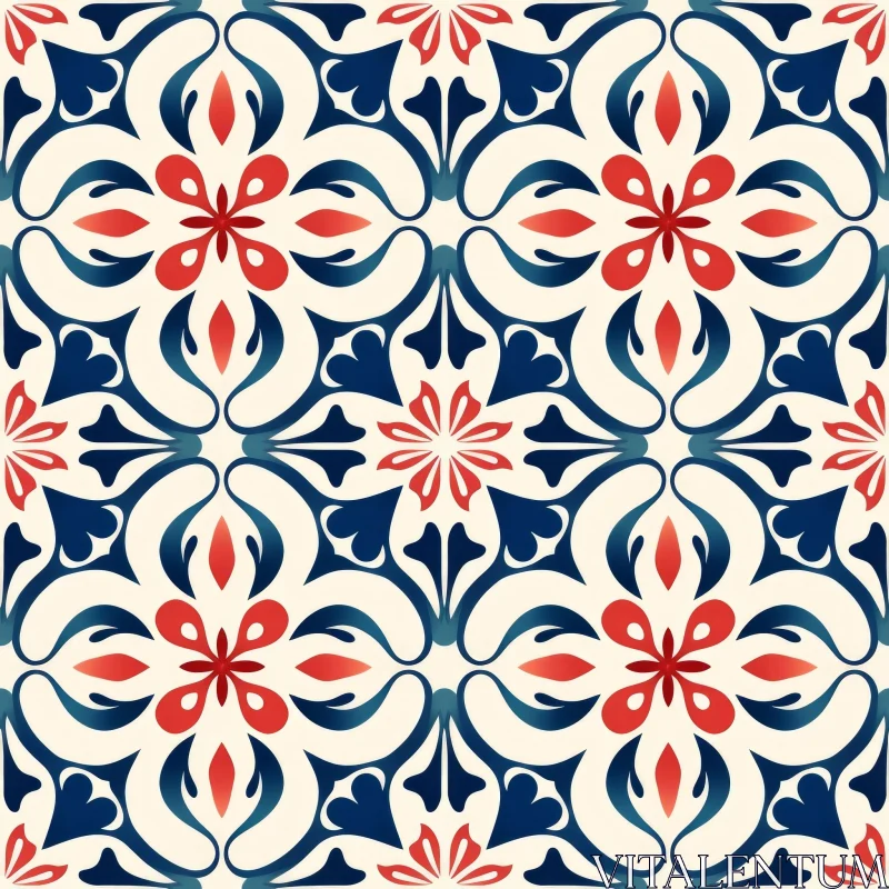 Moroccan Tiles Pattern - Geometric Shapes and Colorful Design AI Image