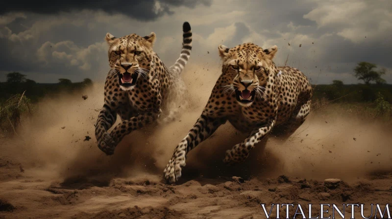 Powerful Cheetahs Running in the Wild AI Image