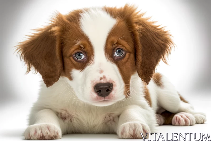 Captivating Brown and White Puppy on a White Background AI Image