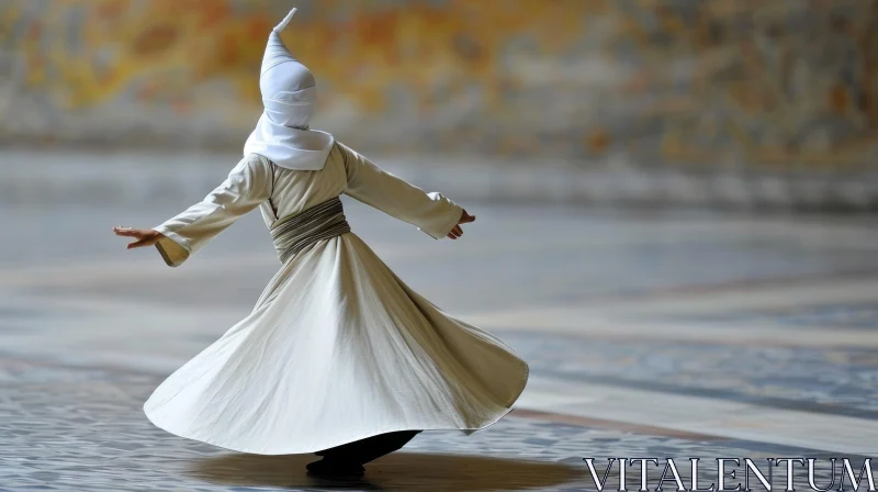 Captivating Image of a Whirling Dervish in a Spiritual Dance AI Image