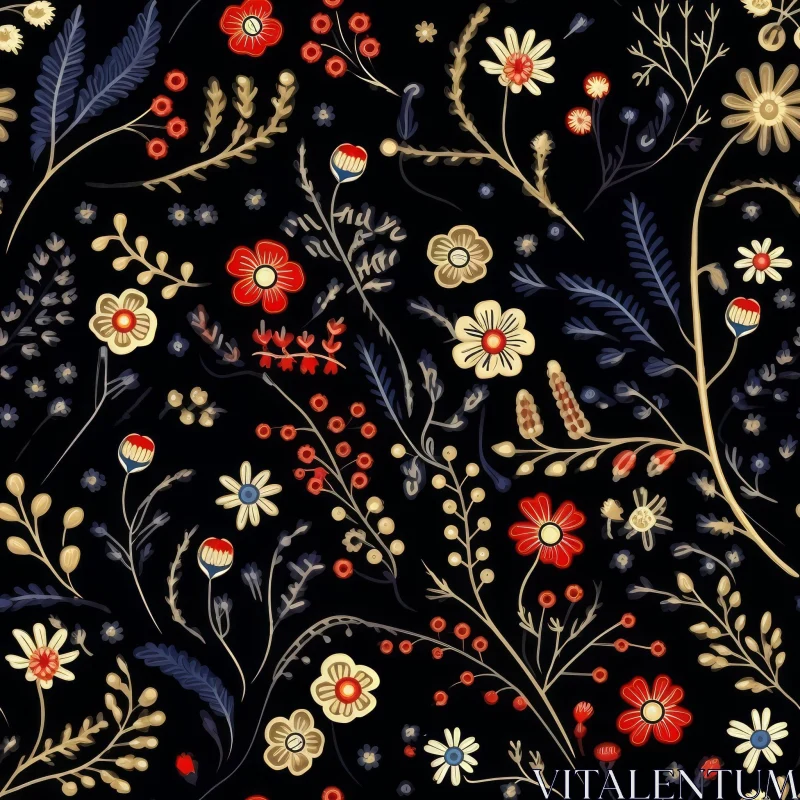 Dark Floral Pattern - Home Decor AI Image