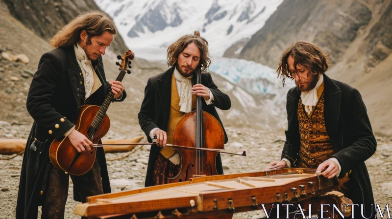 Exquisite Musical Performance in a Mountainous Setting AI Image
