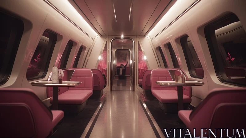 Futuristic Pink and White Train Interior AI Image