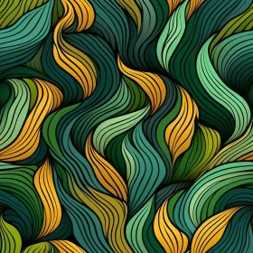 Green and Yellow Hand-Drawn Waves Pattern