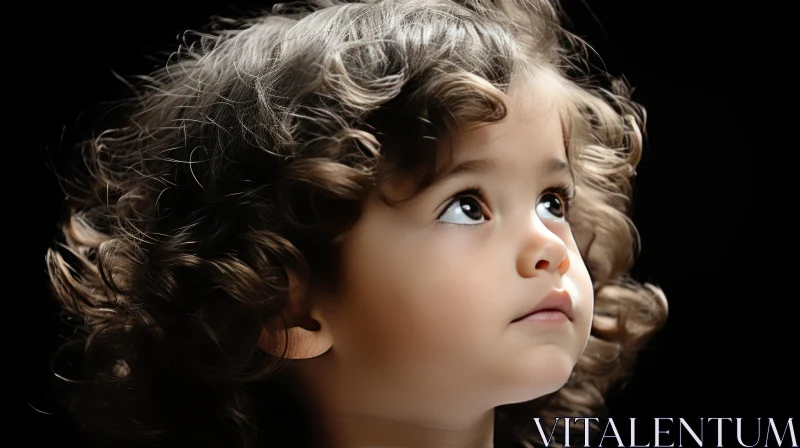 Innocent Beauty: Captivating Portrait of a Curly-Haired Girl AI Image
