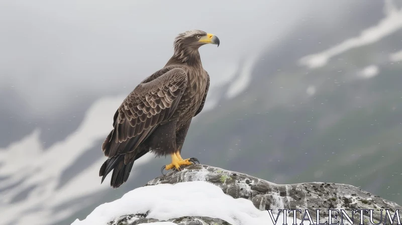 Majestic Eagle Perched in Mountain Landscape AI Image