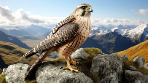 Majestic Falcon in Mountain Landscape