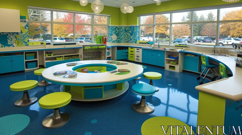 Modern Elementary School Classroom | Vibrant Architecture AI Image