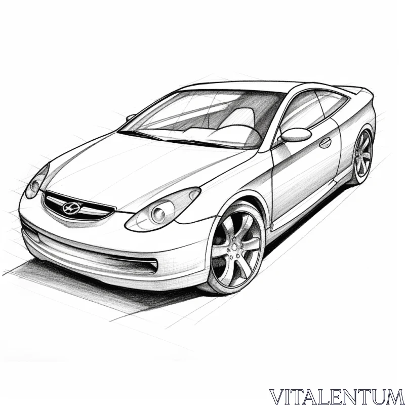 Sketch of a White Sports Car: Cartoonish Realism with Forced Perspective Drawings AI Image