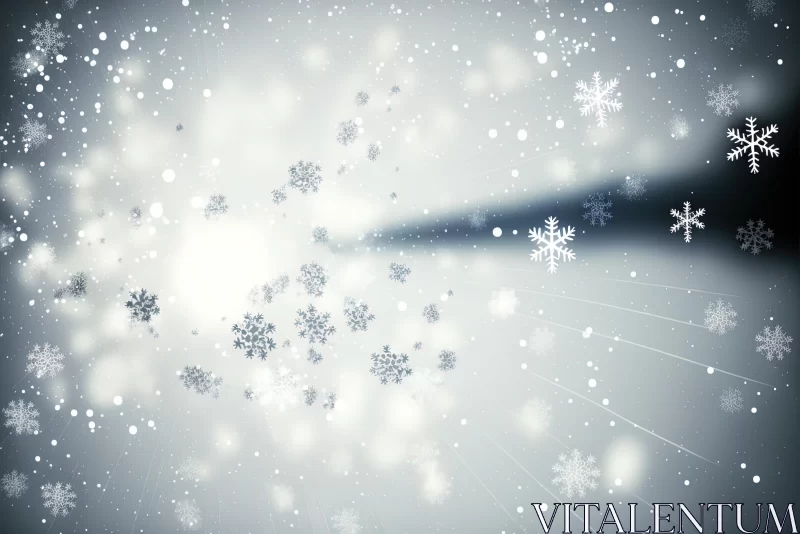 Snowflakes in a Light-Filled Landscape: A Captivating Winter Scene AI Image