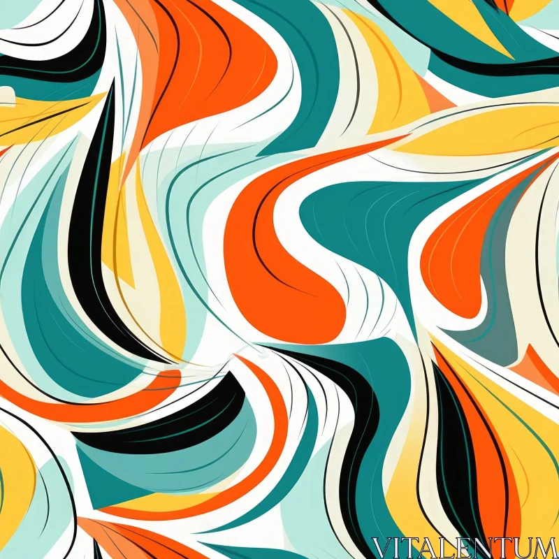 Vivid Abstract Painting with Wavy Pattern for Background Use AI Image