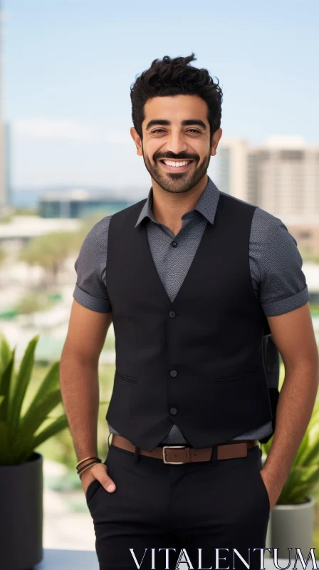 Young Middle Eastern Man in Business Attire Smiling AI Image