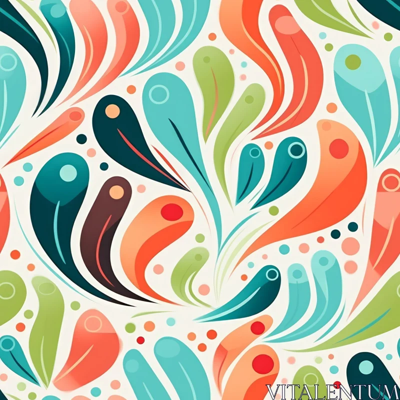 AI ART Abstract Vector Pattern - Blue, Green, Orange, Pink