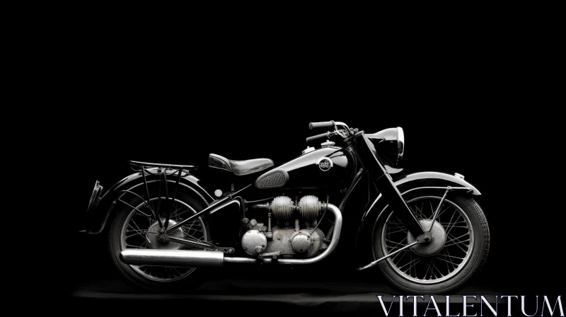 Captivating Black and White Motorcycle Art on a Dark Background AI Image
