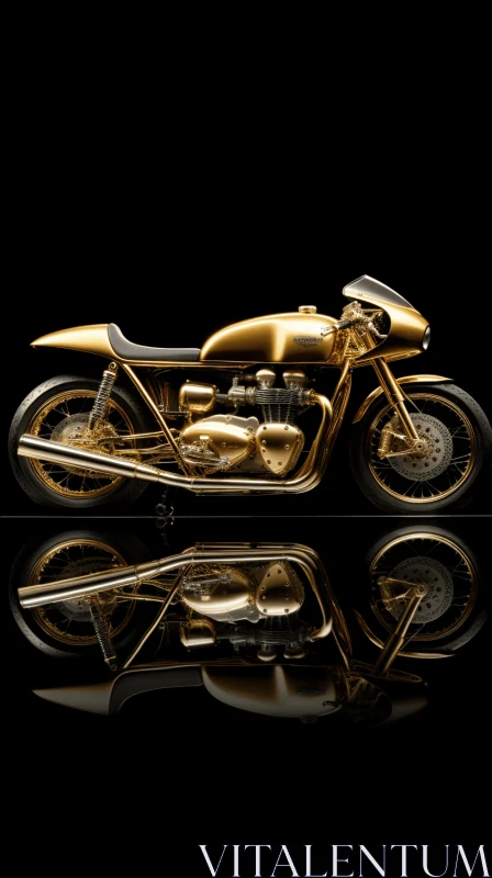 Captivating Golden Motorcycle on Black Background - Nostalgic Realism AI Image