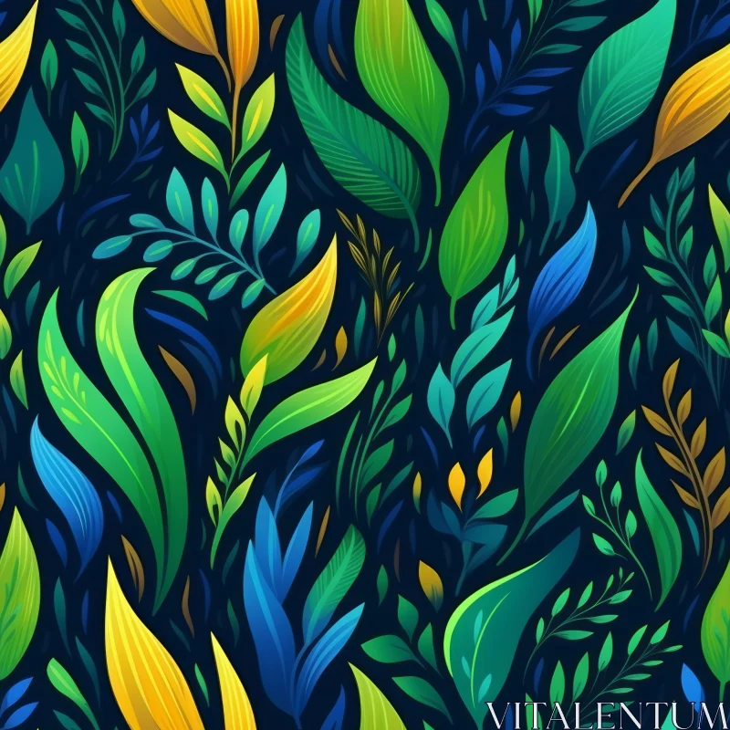 Colorful Leaves and Plants Seamless Pattern AI Image