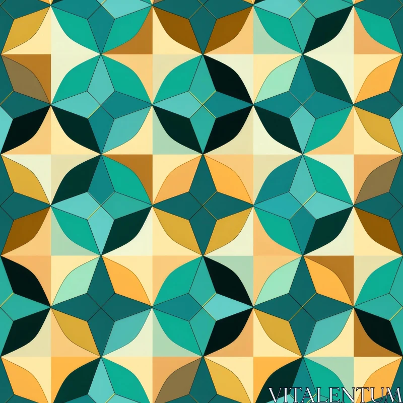Moroccan-Inspired Geometric Pattern in Blue, Green, Yellow AI Image