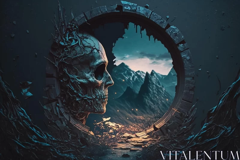 Mysterious Skull Through Hole HD Wallpaper - Dark and Captivating Art AI Image