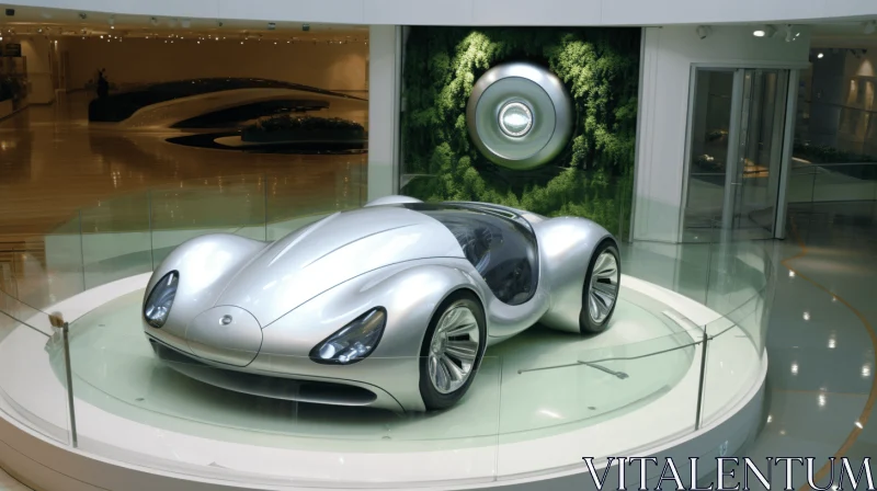 Organic and Tranquil: Silver Model Car with Zen-Like Design AI Image