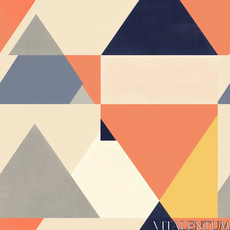 Retro Geometric Pattern in Warm and Cool Colors AI Image