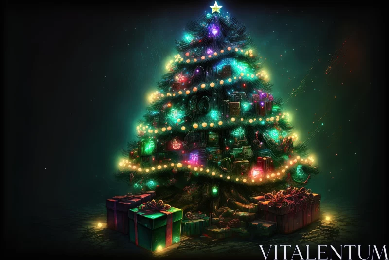 AI ART Dark Fantasy Christmas Tree Artwork | Meticulously Detailed | Chromatic Purity