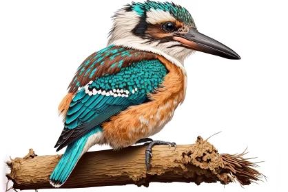 Detailed Kingfisher Bird Illustration in Brown and Blue Colors