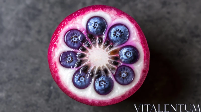 Dragon Fruit Cross-Section with Red Skin and White Flesh AI Image