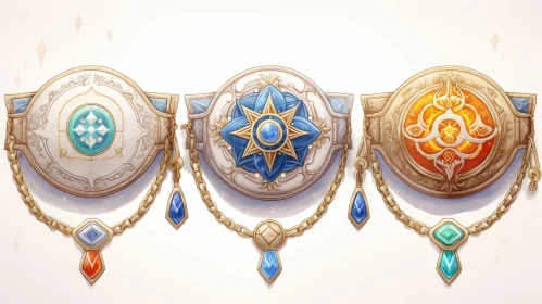 Exquisite Circular Brooch Set with Gemstones