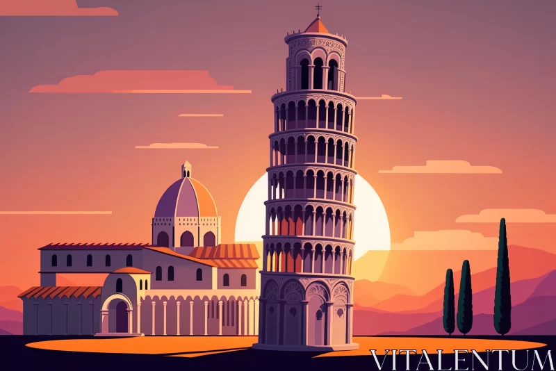 Leaning Tower of Pisa: A Captivating Modernist Landscape AI Image
