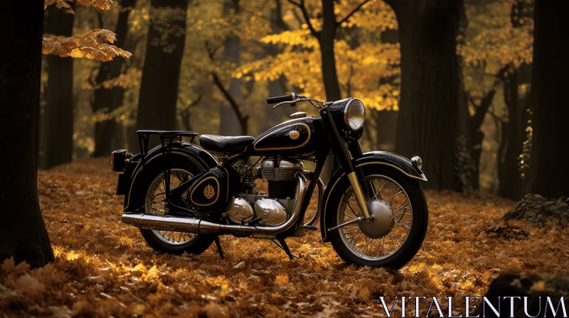 AI ART Motorcycle in Autumn Leaves - Timeless Elegance and Realistic Depictions