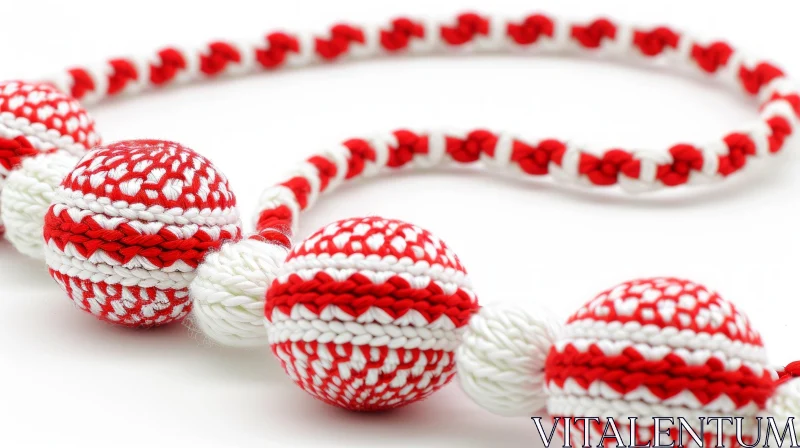 Red and White String with Balls - Abstract Composition AI Image