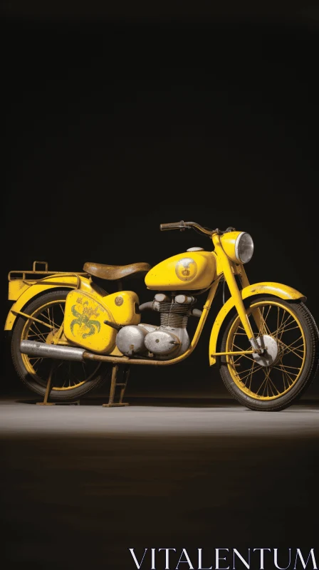 Vintage Bike on Dark Surface - Realistic Hyper-Detailed Art AI Image