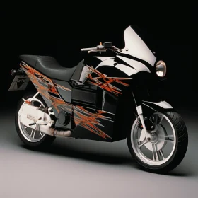 Black Motorbike with Orange Stripes - Neo-Geo Minimalism