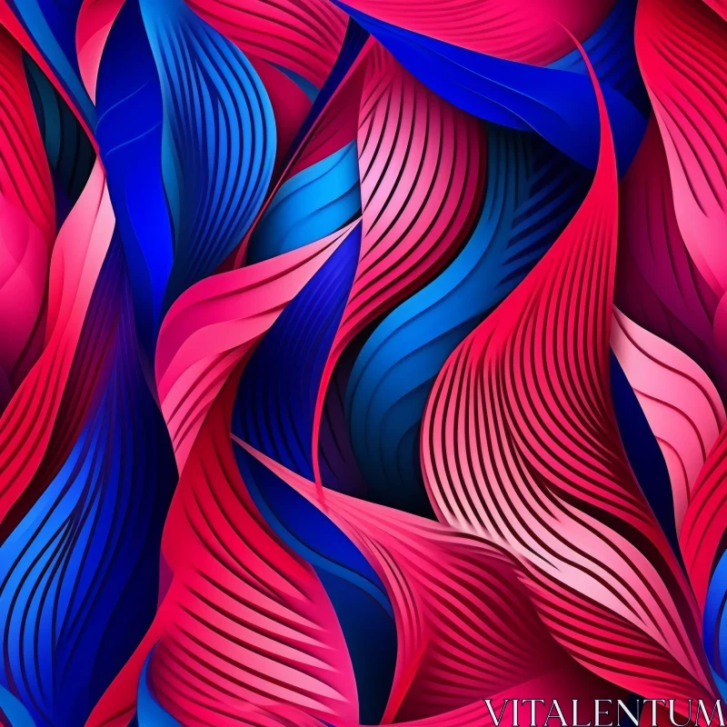 AI ART Blue and Pink Abstract Waves Pattern