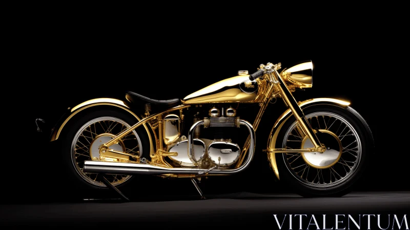 Captivating Gold Motorcycle Art | 1940s-1950s Style | Bold Chromaticity AI Image