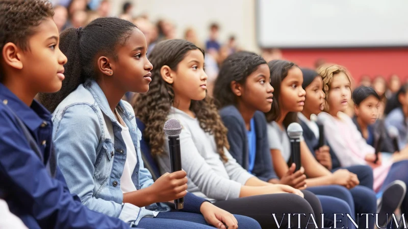 Captivating Image of Diverse Young Girls Holding Microphones AI Image
