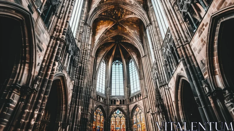 Exploring the Enchanting Interior of a Gothic Cathedral AI Image