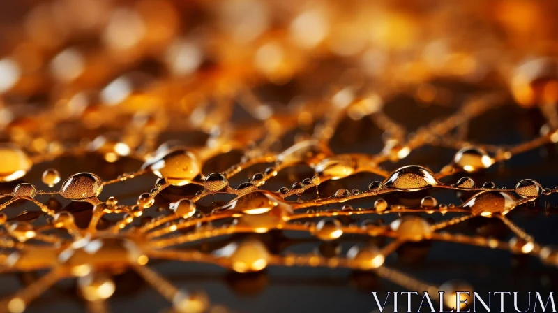 Golden Chain with Water Droplets: Close-up Abstract Art AI Image